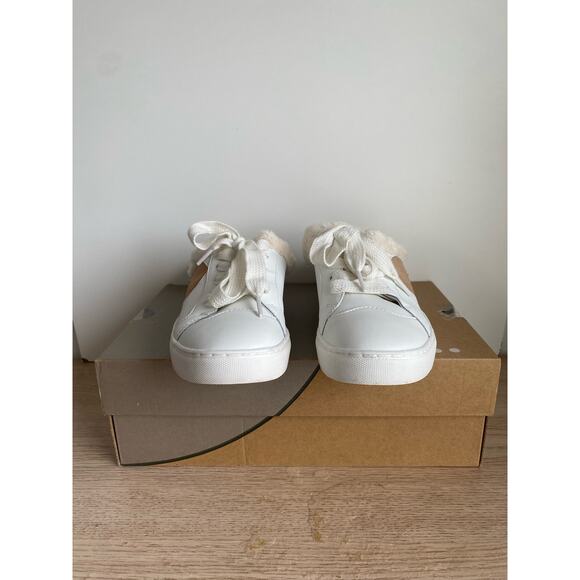 Kate Spade Fez Mule Faux Fur Wht Large Logo Leather Slip On Shoes Women- SZ 8.5 - Picture 5 of 9